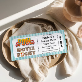 Zwembadfeest en filmavond ticket stijl  kaart