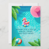 Zwembadfeest, Flamingo Paradise Verjaardag Kaart (Achterkant)