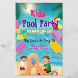 Zwembadfeest Flyer voor Kinderen