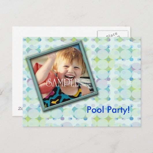 Zwembadfeest Foto Uitnodiging (Voorkant / Achterkant)