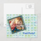 Zwembadfeest Foto Uitnodiging Briefkaart (Voorkant / Achterkant)