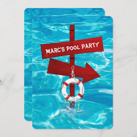 zwembadfeest kaart (Voorkant / Achterkant)