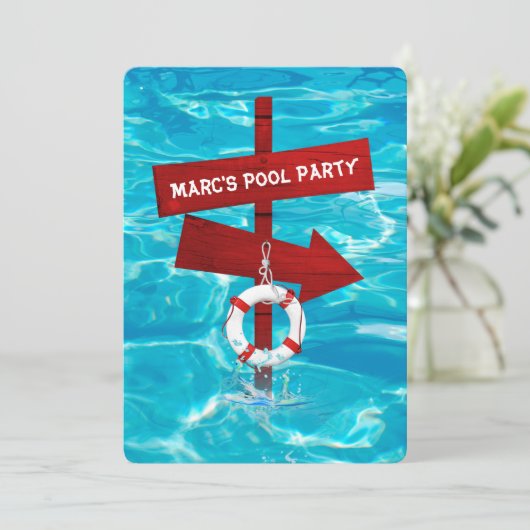 zwembadfeest kaart (Staand voorkant)