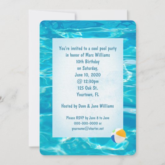 zwembadfeest kaart (Achterkant)