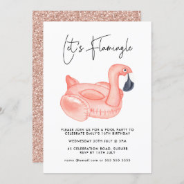 Zwembadfeest Let's Flamingle Flamingo Tienerverjaa Kaart