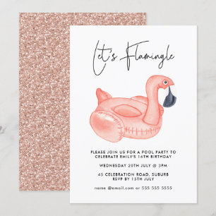 Zwembadfeest Let's Flamingle Flamingo Tienerverjaa Kaart