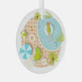 Zwembadfeest meisje in bikini zomerstrand glas ornament (Voorkant Rechts)