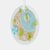 Zwembadfeest meisje in bikini zomerstrand glas ornament (Voorkant links)