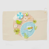 Zwembadfeest meisje in bikini zomerstrand golfhanddoek (Horizontaal)