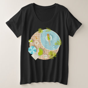 Zwembadfeest meisje in bikini zomerstrand grote maat t-shirt