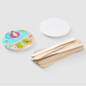 Zwembadfeest meisje in bikini zomerstrand handwaaier (Niet-gemonteerd)