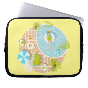 Zwembadfeest meisje in bikini zomerstrand laptop sleeve