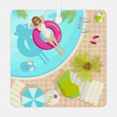 Zwembadfeest meisje in bikini zomerstrand metalen ornament (Achterkant)