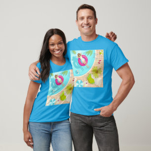 Zwembadfeest meisje in bikini zomerstrand t-shirt