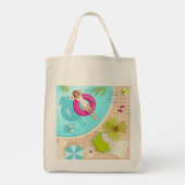 Zwembadfeest meisje in bikini zomerstrand tote bag (Achterkant)