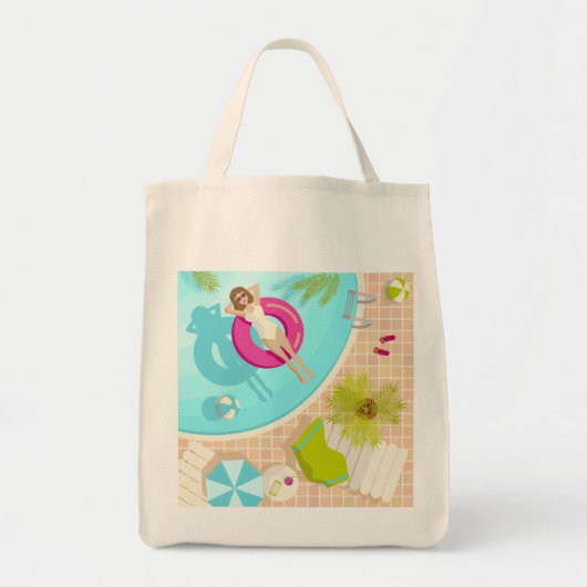 Zwembadfeest meisje in bikini zomerstrand tote bag (Voorkant)