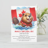 Zwembadfeest met leuke bever | Canada Day Kaart (Staand voorkant)