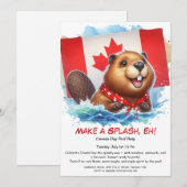 Zwembadfeest met leuke bever | Canada Day Kaart (Voorkant / Achterkant)