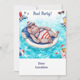  Zwembadfeest met nijlpaard  Kaart