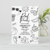 Zwembadfeest, Modern, Elke leeftijd, Strandfeest, Kaart (Staand voorkant)