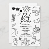 Zwembadfeest, Modern, Elke leeftijd, Strandfeest, Kaart (Voorkant / Achterkant)