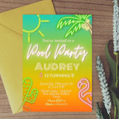 Zwembadfeest Neon Tropisch Kaart