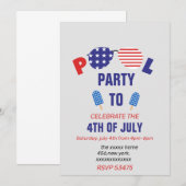 Zwembadfeest op 4 juli kaart (Voorkant / Achterkant)