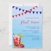 Zwembadfeest rode drank blauwe water kaart (Voorkant)