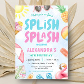 Zwembadfeest Splish Splash Summer Birthday Kaart