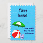Zwembadfeest Strandbal Aangepaste Uitnodigingen (Voorkant)