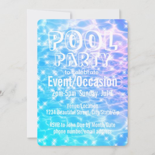 Zwembadfeest Strandfeest Zomerfeest modern chic Kaart (Voorkant)