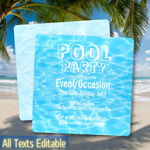Zwembadfeest Strandfeest Zomerfeest trendy modern Kaart