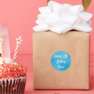 Zwembadfeest Sweet 16 Waterblauw Minimalistisch Ve Ronde Sticker