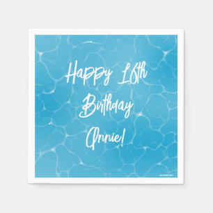 Zwembadfeest Sweet 16 Waterblauw Minimalistisch Ve Servet