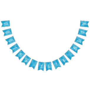 Zwembadfeest Sweet 16 Waterblauw Minimalistisch Ve Vlaggetjes
