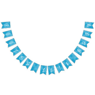 Zwembadfeest Sweet 16 Waterblauw Minimalistisch Ve Vlaggetjes