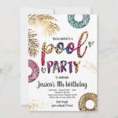 Zwembadfeest Tie Dye Luipaardprint Zwembad Verjaar Kaart (Voorkant)