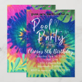 Zwembadfeest Tie Dye Uitnodiging Verjaardagsfeestj (Voorkant / Achterkant)