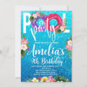 Zwembadfeest, verjaardag, zwemfeest, elke leeftijd kaart (Voorkant)