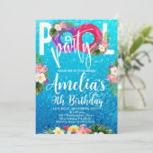 Zwembadfeest, verjaardag, zwemfeest, elke leeftijd kaart (Staand voorkant)