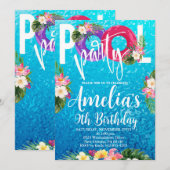 Zwembadfeest, verjaardag, zwemfeest, elke leeftijd kaart (Voorkant / Achterkant)