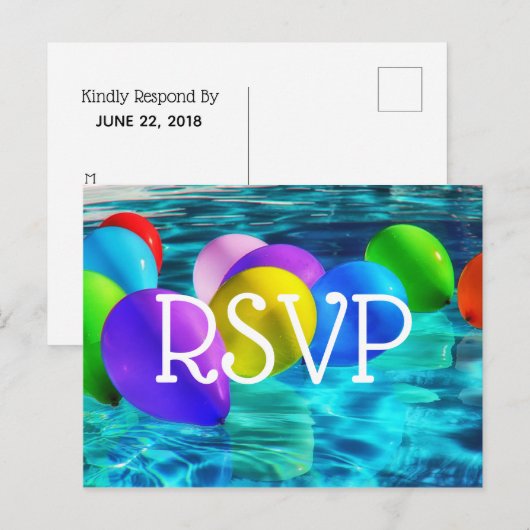 Zwembadfeest/Verjaardagsfeest RSVP-kaart Uitnodiging Briefkaart (Voorkant / Achterkant)