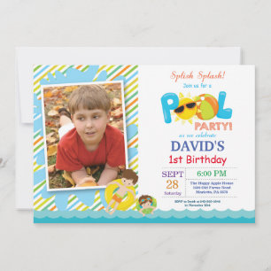 Zwembadfeest Verjaardagsuitnodiging Plons Plons Jo Kaart