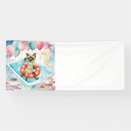 Zwembadfeest voor kattenliefhebbers spandoek