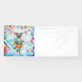 Zwembadfeest voor kattenliefhebbers spandoek