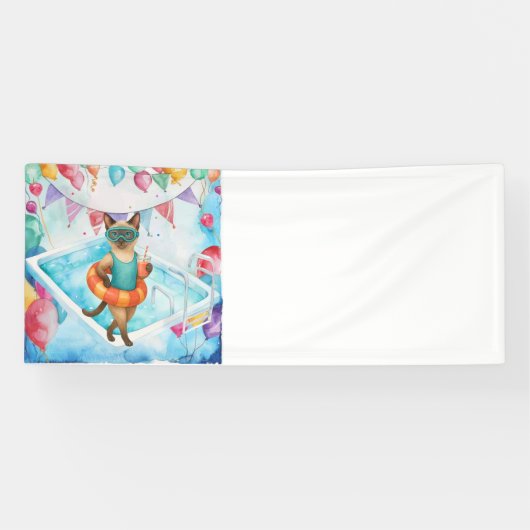 Zwembadfeest voor kattenliefhebbers spandoek (Horizontaal)