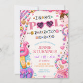 zwembadfeest vriendschapsarmband uitnodiging (Voorkant)
