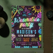 Zwembadfeest Waterslide Glow Bewerkbaar Kaart