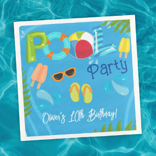 Zwembadfeest Zomer Jongens Verjaardagsfeest Servet