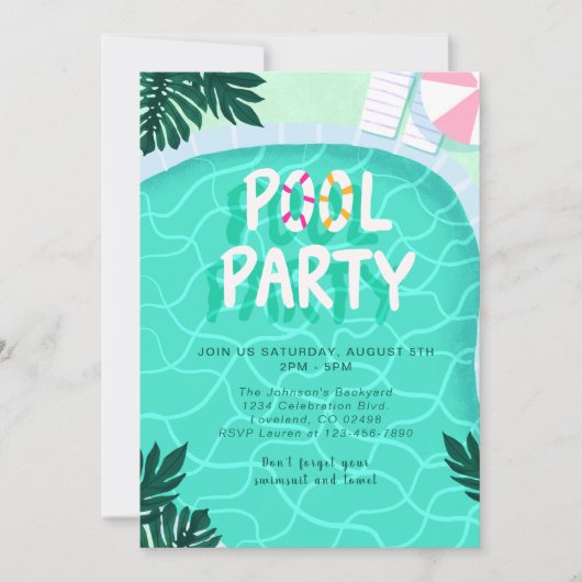 Zwembadfeest Zomer Modern Tropisch Trendy Leuk Koe Kaart (Voorkant)